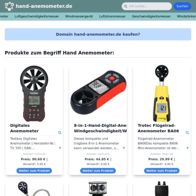 Screenshot hand-anemometer.de