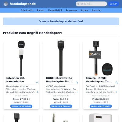 Screenshot handadapter.de