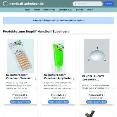 Screenshot handball-zubehoer.de