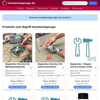 Screenshot handwerkgarage.de