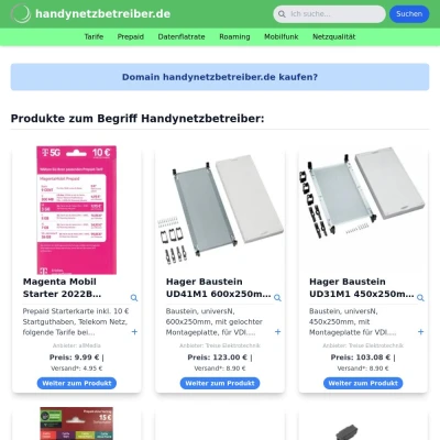 Screenshot handynetzbetreiber.de