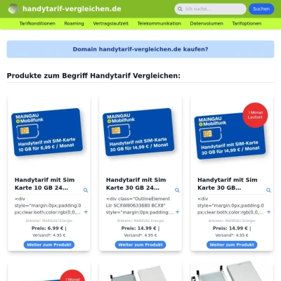 Screenshot handytarif-vergleichen.de