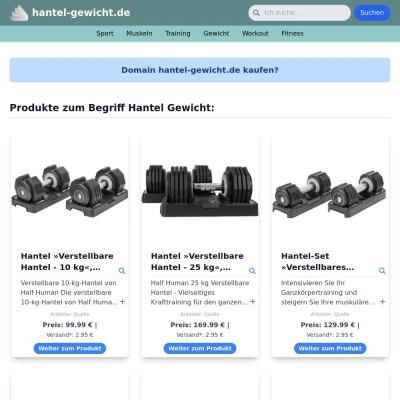 Screenshot hantel-gewicht.de