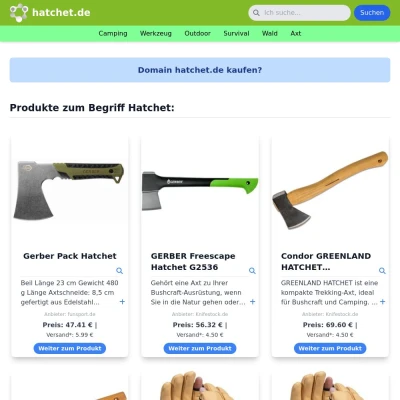 Screenshot hatchet.de