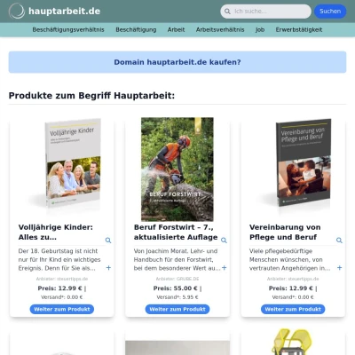 Screenshot hauptarbeit.de