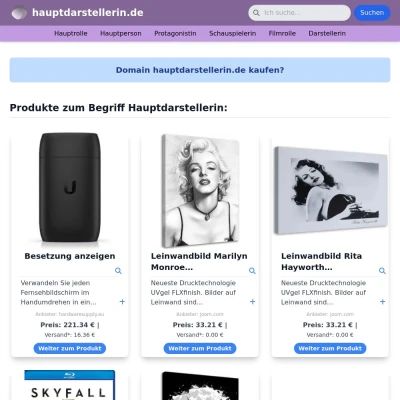 Screenshot hauptdarstellerin.de