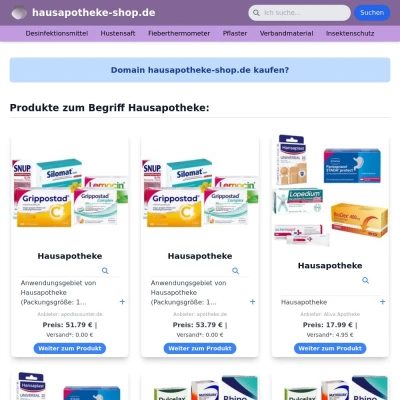 Screenshot hausapotheke-shop.de