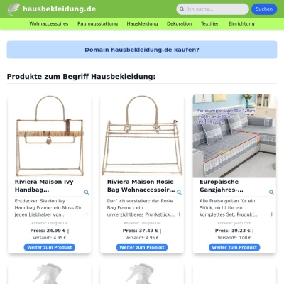 Screenshot hausbekleidung.de