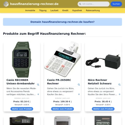 Screenshot hausfinanzierung-rechner.de