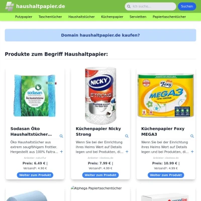 Screenshot haushaltpapier.de