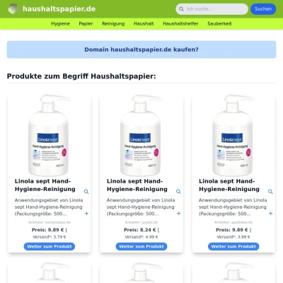Screenshot haushaltspapier.de