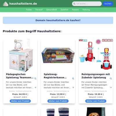 Screenshot haushaltstiere.de