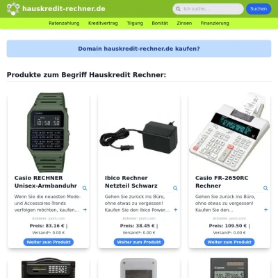 Screenshot hauskredit-rechner.de