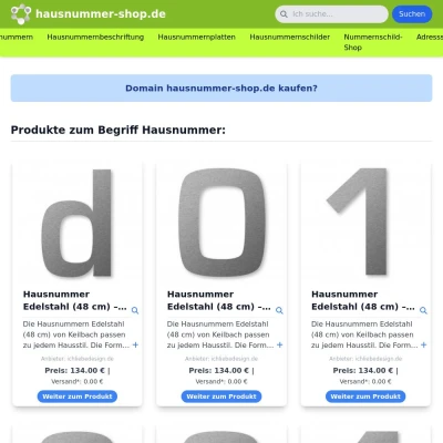 Screenshot hausnummer-shop.de