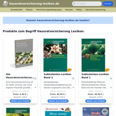 Screenshot hausratversicherung-lexikon.de