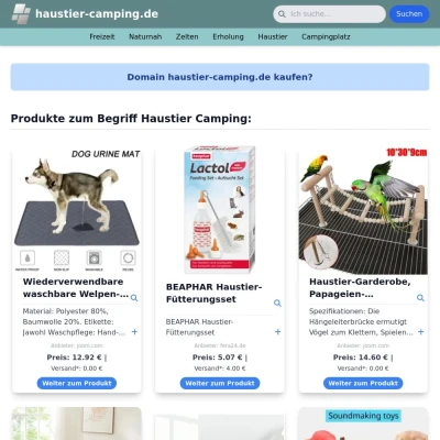 Screenshot haustier-camping.de