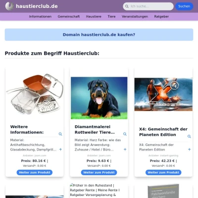 Screenshot haustierclub.de