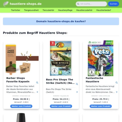 Screenshot haustiere-shops.de