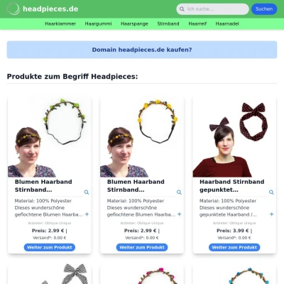 Screenshot headpieces.de