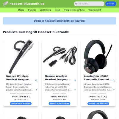 Screenshot headset-bluetooth.de