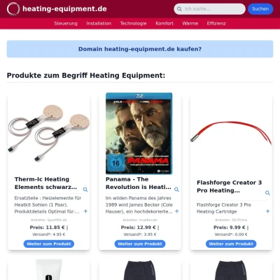 Screenshot heating-equipment.de