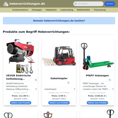 Screenshot hebevorrichtungen.de