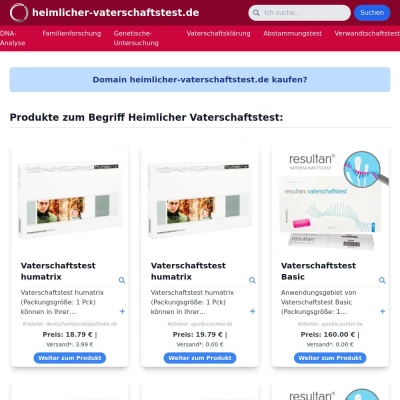 Screenshot heimlicher-vaterschaftstest.de