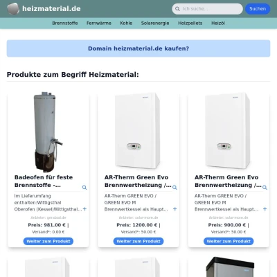 Screenshot heizmaterial.de