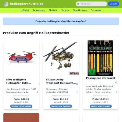 Screenshot helikoptershuttle.de