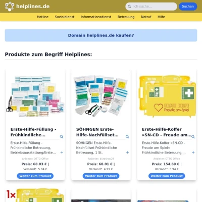 Screenshot helplines.de
