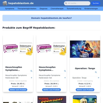 Screenshot hepatoblastom.de