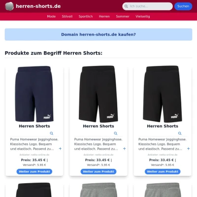 Screenshot herren-shorts.de