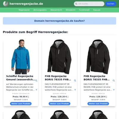 Screenshot herrenregenjacke.de