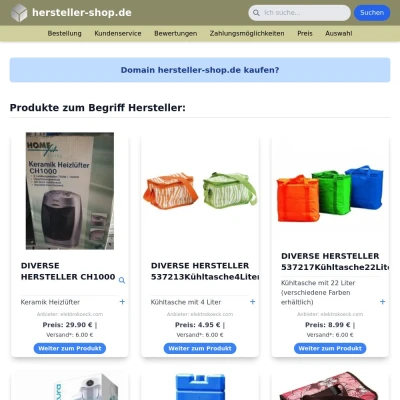 Screenshot hersteller-shop.de