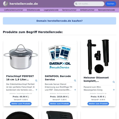 Screenshot herstellercode.de