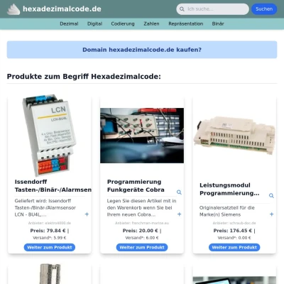 Screenshot hexadezimalcode.de