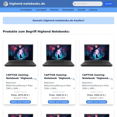 Screenshot highend-notebooks.de