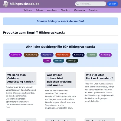 Screenshot hikingrucksack.de