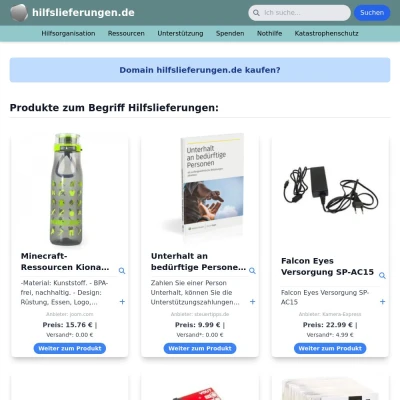 Screenshot hilfslieferungen.de
