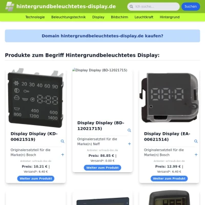 Screenshot hintergrundbeleuchtetes-display.de