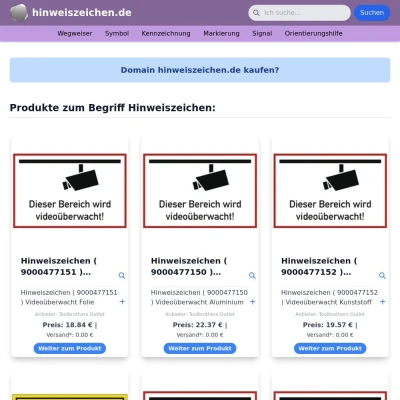 Screenshot hinweiszeichen.de