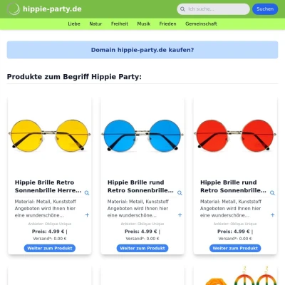 Screenshot hippie-party.de