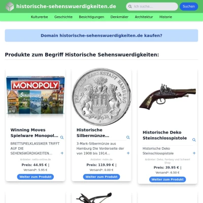 Screenshot historische-sehenswuerdigkeiten.de