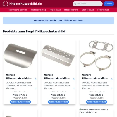 Screenshot hitzeschutzschild.de