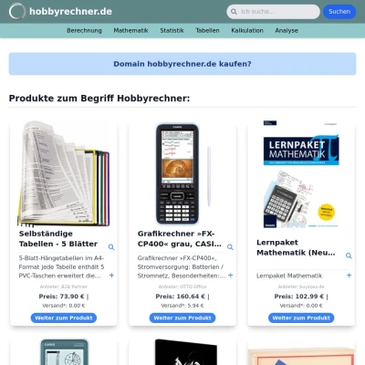 Screenshot hobbyrechner.de