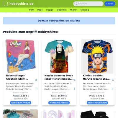 Screenshot hobbyshirts.de