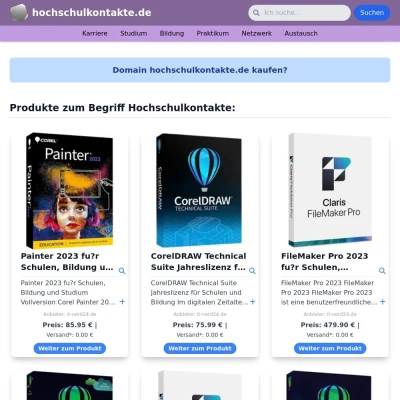 Screenshot hochschulkontakte.de