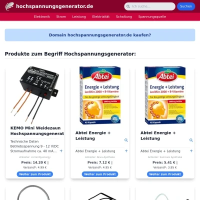 Screenshot hochspannungsgenerator.de