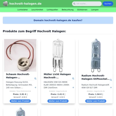 Screenshot hochvolt-halogen.de