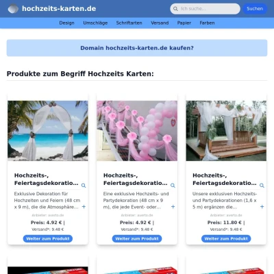 Screenshot hochzeits-karten.de